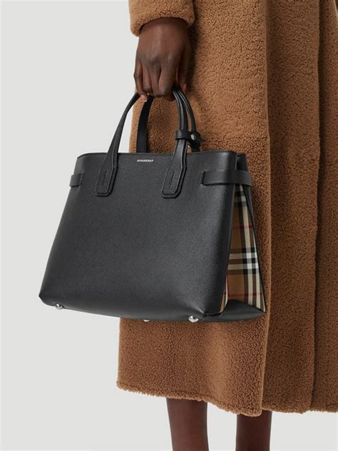 burberry medium banner house check leather tote|burberry leather tote review.